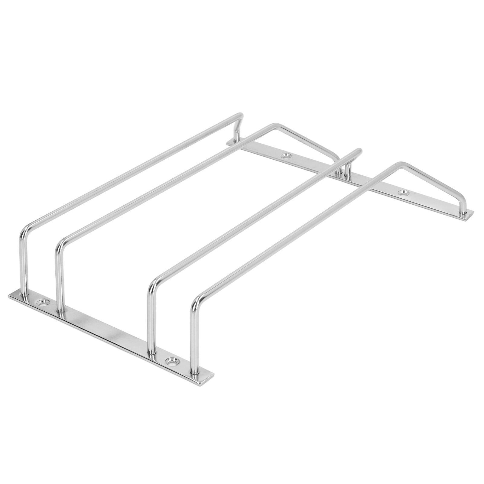 

Stainless Steel Double Row Wine Glass Stemware Rack Hanging Stemware Holder Under CabinetS