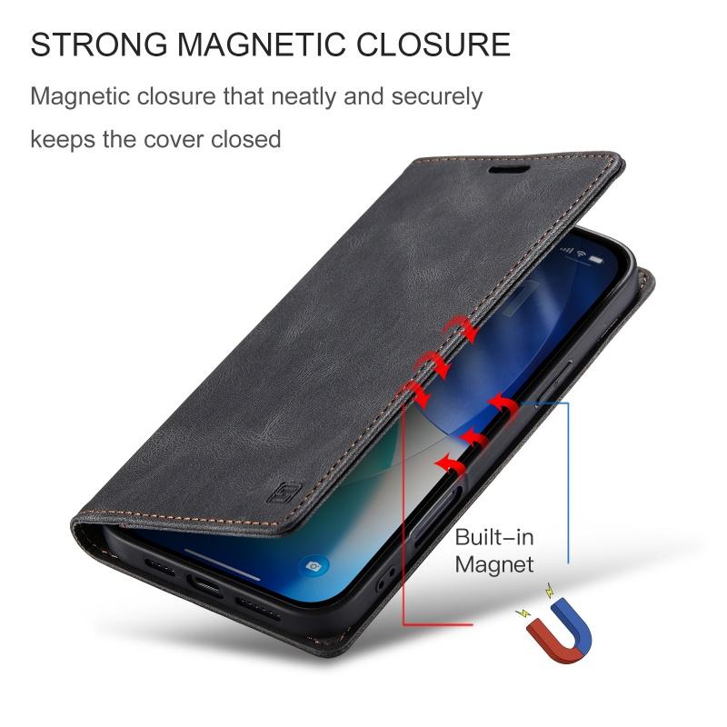 Magnetic Flip Leather Phone Case for iPhone 17 16 15 Pro Max 16E Air 14 Plus 13 12 11 Pro Max Card Slots Wallet Cover Purse