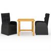 Day and Night - Day and Night 3-piece Garden Dining Set Black