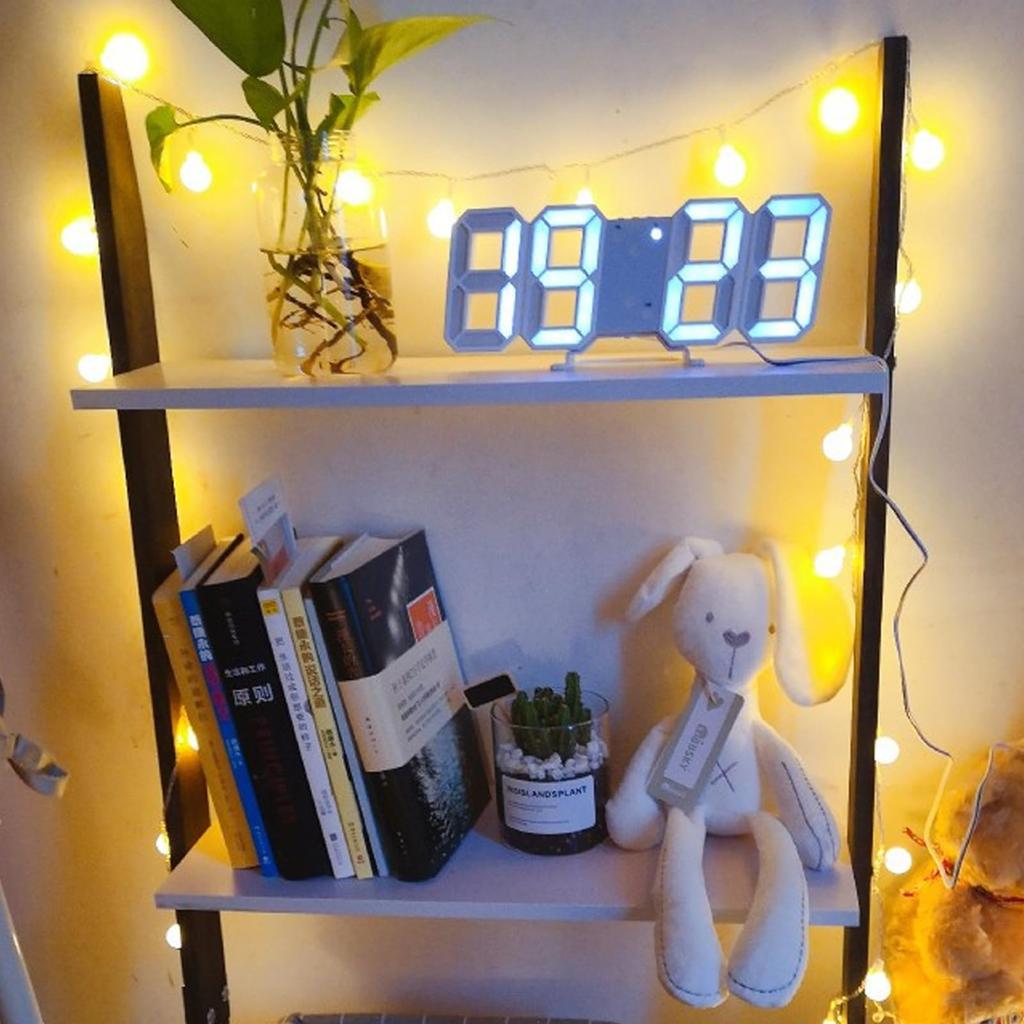 LED Room Decor 3D Digital Alarm Clock (TabletopWall Mount) with Snooze Function, 4 Brightness Levels, CalendarTemperature Display12H24H Time Display