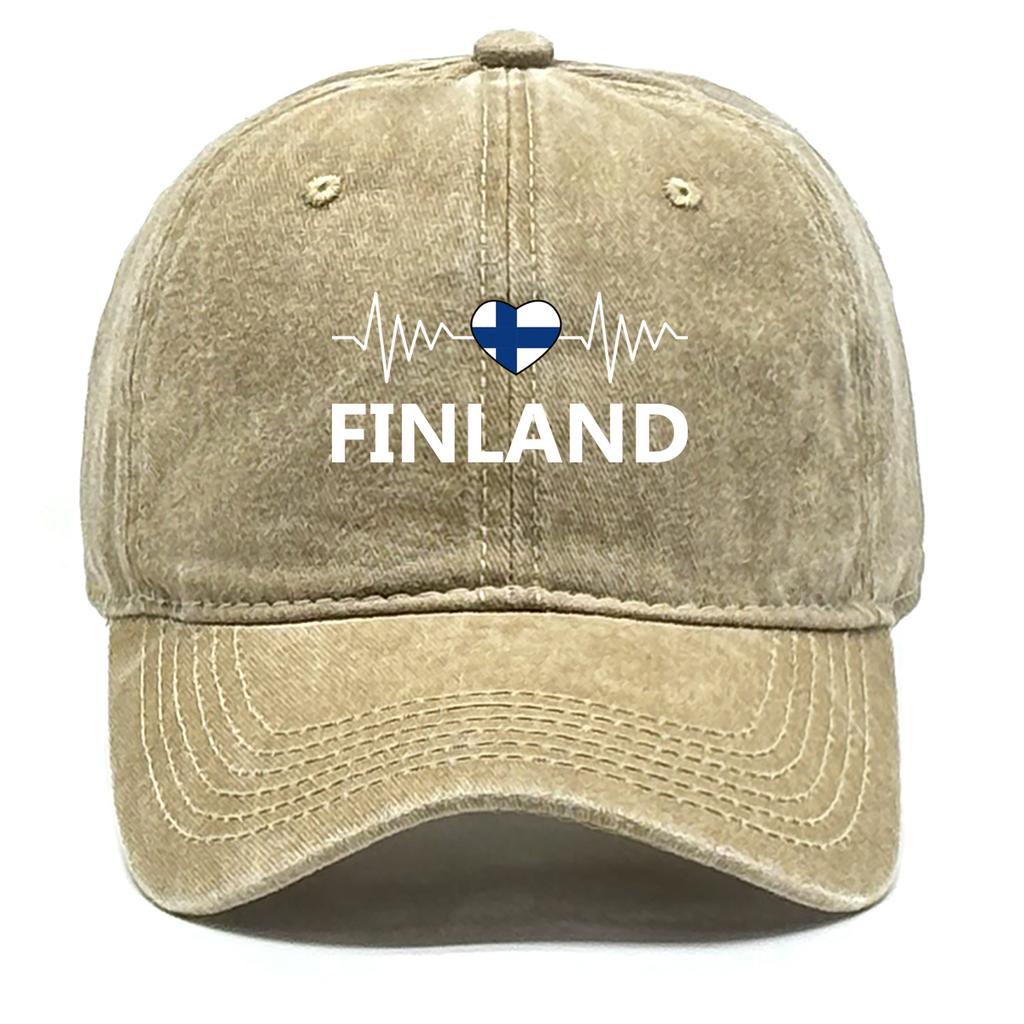 Heart-shaped Finland Flag Snapback Baseball Cap Distressed Strap Adjustable Baseball Caps Perfect For Men And Women