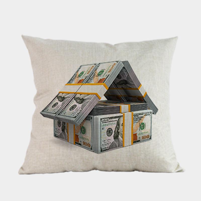 Nuovi Cuscini Decorativi per Divano a Forma di Dollaro Americano Quadrati 18 Pollici Lino Cotone Stampa di Denaro Copricuscino per Sedia da Ufficio Decorazione per la Casa