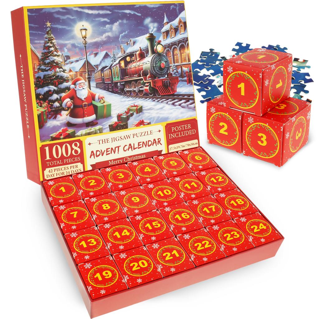 2025 Advent Calendar Christmas Puzzles Christmas Countdown Calendar Puzzles 1008 Pieces Christmas Puzzle In 24 Boxes Creative
