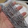1String, Grey Natural Freshwater Pearls, Handmade Rice Pearl Beads for Jewelry Making DIY Crafts (Beads 3-4mm, Length 36cm)