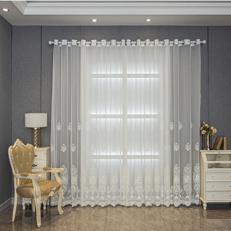Modern Embroidery Window Screen Living Room Bedroom Balcony Gauze Curtain Floor To Floor Curtain