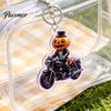 Motorcycle Pumpkin Man Key Ring Halloween Rider Acrylic Keychain, Scary Holiday Keychain Ring, Backpacks Handbags Decorative Party Favors Lightweight