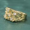 Classic Inlaid White CZ Women's Ring Vintage Gold Color Hand Carving Daily Wear Party Jewelry Anniversary Gift