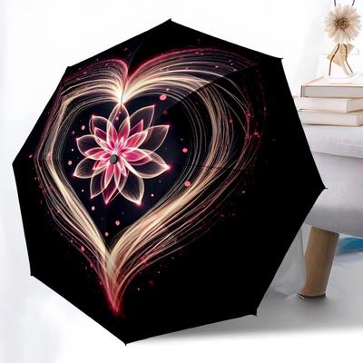 1pc Heart Bloom Automatic Folding Umbrella - Compact 8-Rib Design, Durable Plastic & Iron, Lightweight for Outdoor Daily Use240