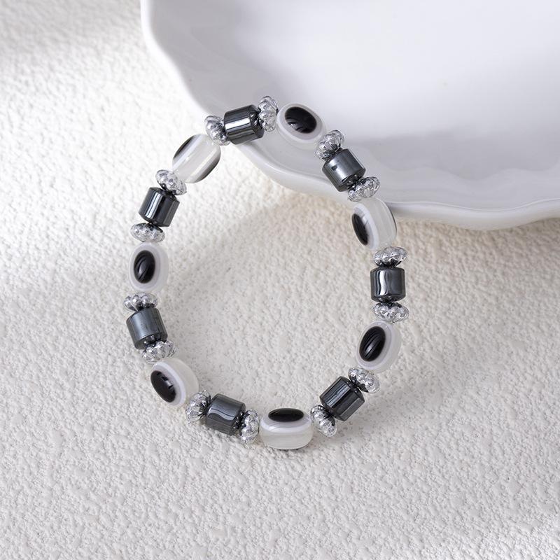 Vintage Handmade Colored Turquoise Beads Devil'S Eye Bracelet Fashion Personality Beaded Eye Elastic Bracelet