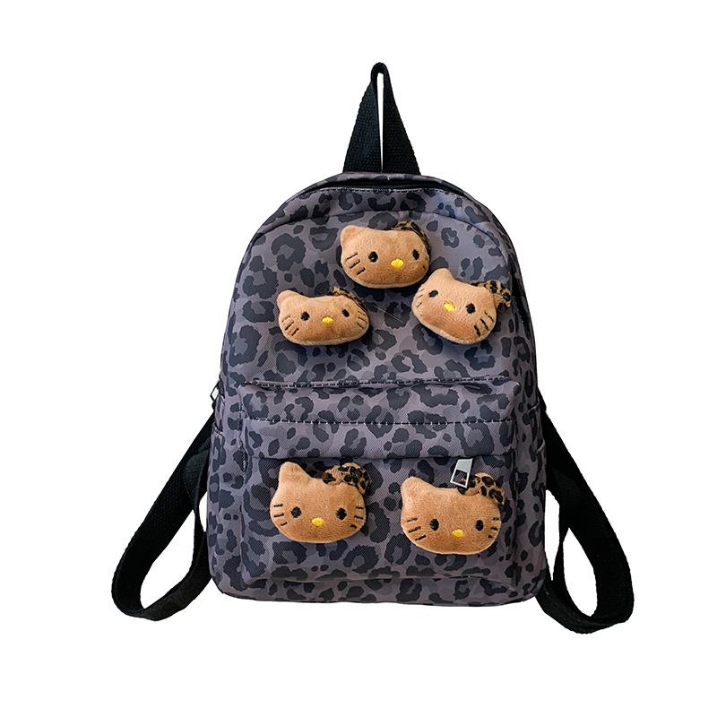 Schoolbag Plush Leopard Cat Backpack Kitty Cat Retro Mini Storage Bag Commuter Travel Babes Backpack