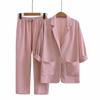European Cotton Linen Women's Suit: Loose Blazer & High-Waisted Pants Set
