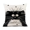 European Linen Cat Print Sofa Pillow Cover