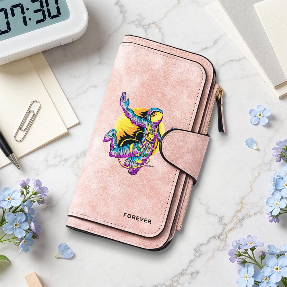 Stylish Astronaut Print Long Wallet Forever Fashion Portable Multi Card Hold Purse