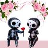 Sugar Skull Decor - Sugar Skull Couple Statue for Halloween Home Decor - Day of The Dead Decor for Home - Resin Crafts Skeleton Memorial Sculpture -