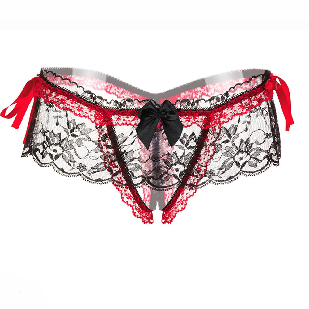 Women's Sexy Lace Panties High-Crotch Transparent Floral Briefs Underwear