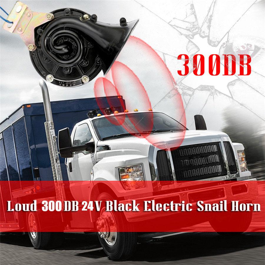 Car Styling Loud 300DB 24V Black Electric Snail Horn Air Horn Raging Sound For Car Motorcycle Truck Boat