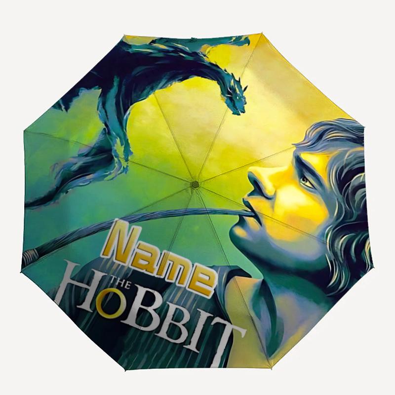 

1pc Hobbit Dragon Custom Name Automatic Folding Umbrella - Compact 8-Rib Design, Durable Plastic & Iron, Daily Use 039