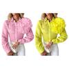 Women Shirt Lapel Long Sleeve Single Breasted Shirt Three-Dimensional Tops Solid Color Rhinestones Flowers Decor Shirt