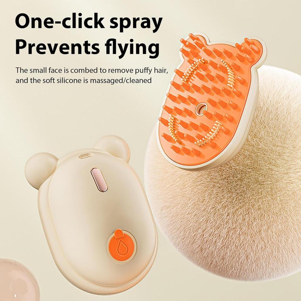 Steam Brush for Dogs and Cats, Rechargeable Electric Dandruff Tool with Double Comb, Anti-Static Long-Haired Pet Care - Beige