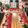1Pcs Anti Fatigue Kitchen Rugs Red Snowy Forest Print Waterproof Non Slip Thick Cushioned Kitchen Mat Heavy Duty Comfort