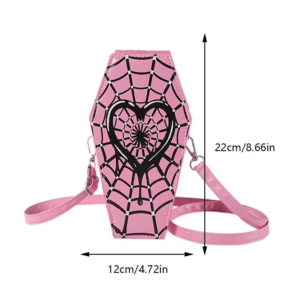 Halloween Crossbody Bag for Women Adjustable Strap Shoulder Bags New Coffin Shaped Spider Web Purse Female Novelty Messenger Bag
