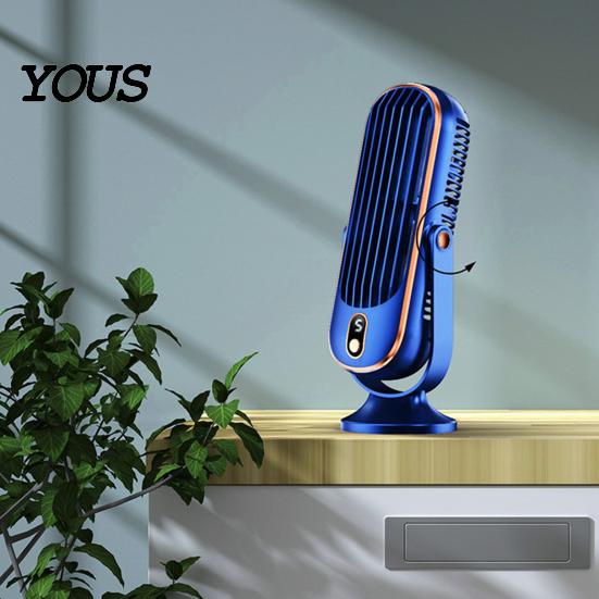 Wide Range Air Circulation Fan Turbofan Desktop with Digital Display, 3 Speed Quiet Personal Display Fan, Rechargeable Small Timer for Bedroom