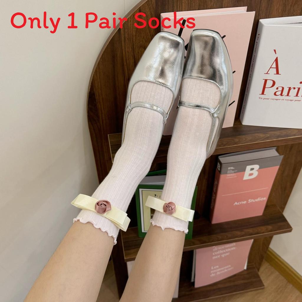 Ditsy Girl Rose Pattern Cotton Ankle Socks With Frictionresistant Design For Summer Wear