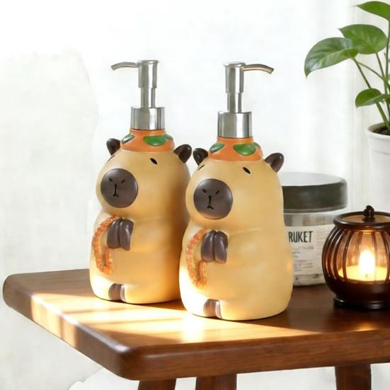 Cartoon Capybara Soap Dispenser Refillable Hand Soap Shampoo Shower Gel Facial Cleanser Container Bathroom Empty Press Pump Bottle