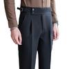 Pantalones de traje de estilo británico para hombre, pantalones elegantes informales de cintura alta, rectos, moda de primavera y otoño, pantalones de traje de Inglaterra, ropa de marca