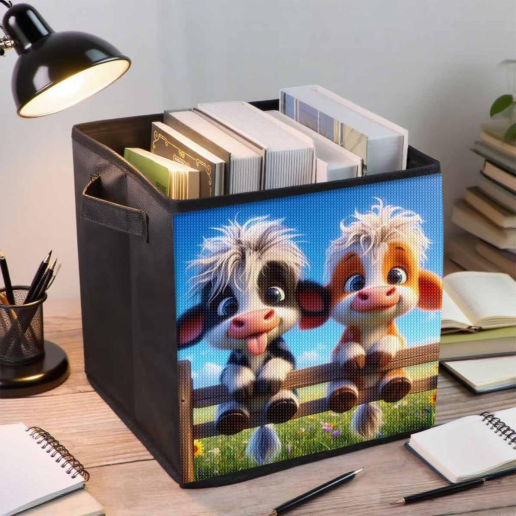 A Handsome Cow 5D Diamond Painting Storage Basket Full Round Drill Mosaic Diamond Embroidery Cross Stitch Kits Home Decor Home Decor