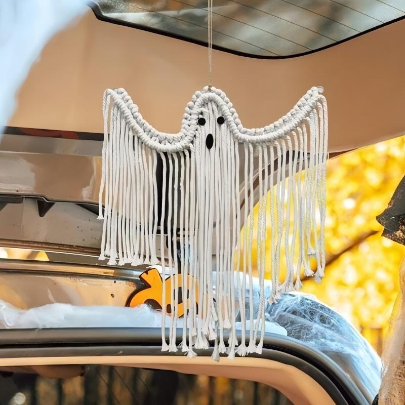 1PC Halloween Decorations Handwoven Wall Hangings Halloween Party Halloween Costumes White Ghost Ghost Decorations