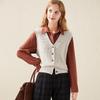 TUHUANG Women's Pure Wool V-Neck Knit Cardigan Vest
