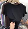 Letní tričko s krátkým rukávem Bílá trička Dámská Plus Size Slim Fit Vrchní oblečení s kulatým výstřihem Jednobarevné Měkké Pohodlné Tričko Tenké