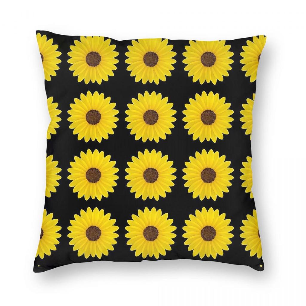 Wild Sunflower Square Pillowcase Polyester Linen Velvet Printed Zip Decorative Throw Pillow Case Home Cushion Cover