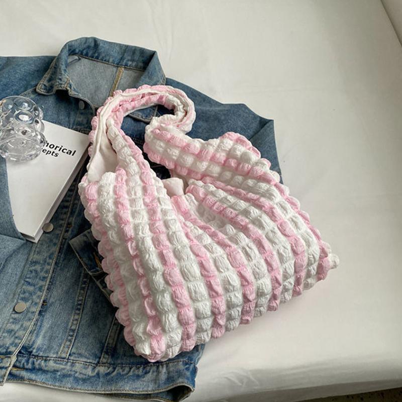 Yogodlns Sommer Stripe Bobleveske For Kvinner Godterifarge Skulderveske Shopping Tote Håndveske Jenter Armhuleveske Pung