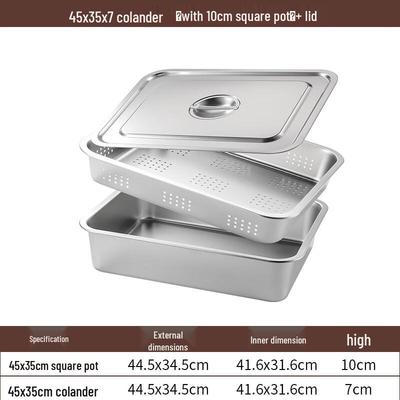 Youde 304 Edelstahl Quadratisches Perforiertes Abtropfschalen-Set mit Deckel