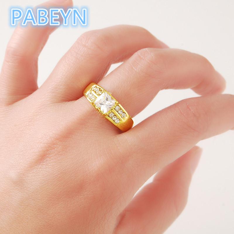 24K Gold Rings Korean Gold Plated Zircon Rings Women & Men Glamour Engagement Jewelry Gifts 7