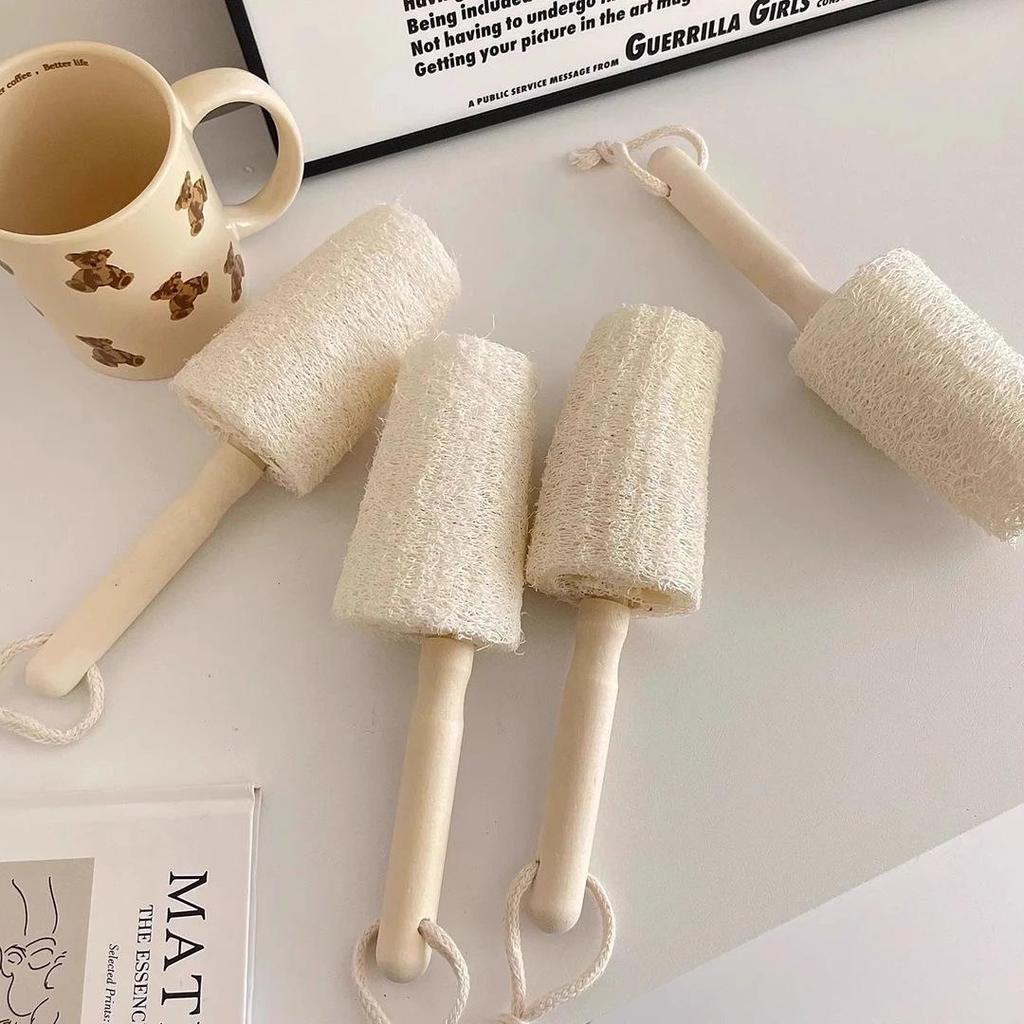 Hanging Wooden Handle Non-Stick Loofah Brush for Cleaning Tea, Glass, and Ceramic Cups