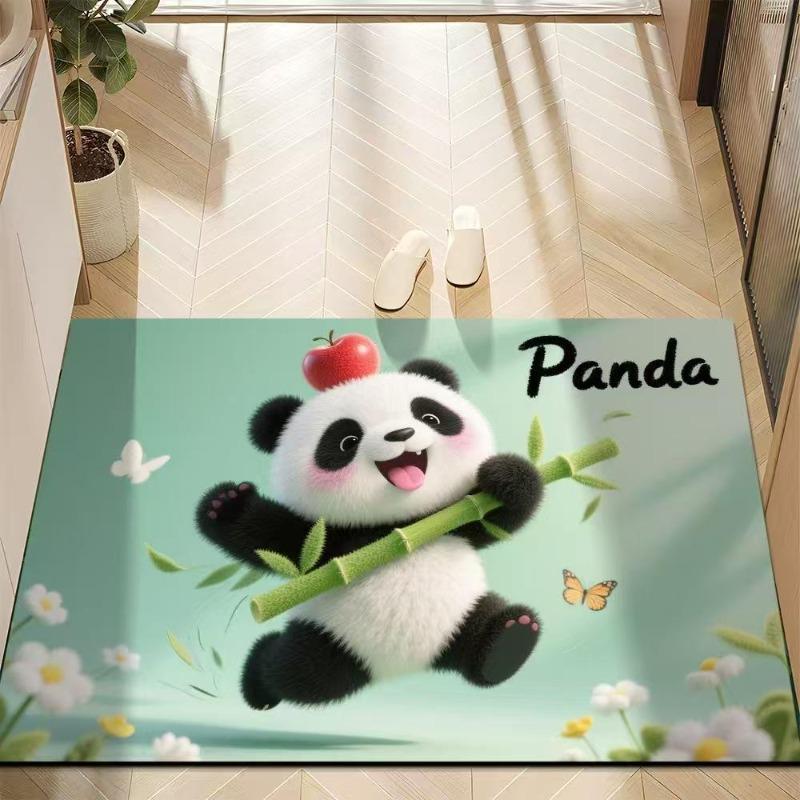 Cute Panda Diatomite Bath Mat - Super Absorbent Fast Dry Door Mat Anti-Slip Waterproof Floor Mat for Bathroom Kitchen Laundry Room