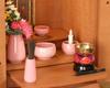 Naamukumachan Koubou Buddhist Altar Ceramic Orin Incense Burner Ash For Modern Mini Buddhist Maple Pink Set Set, 6-piece + Set, Included, Altars,