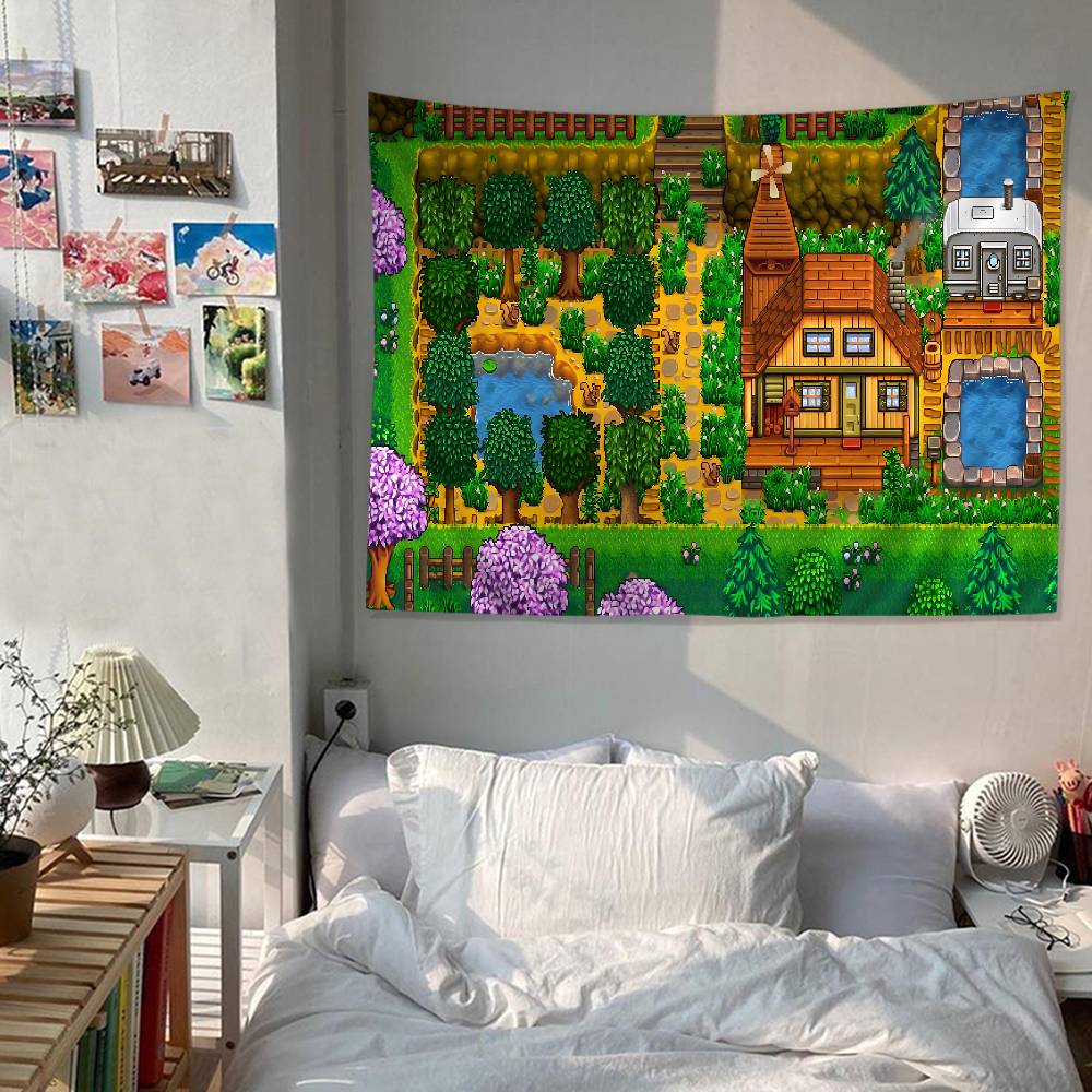 Game SStardew Valley Anime Tapestry Hanging Tarot Hippie Wall Rugs Dorm Home Decor