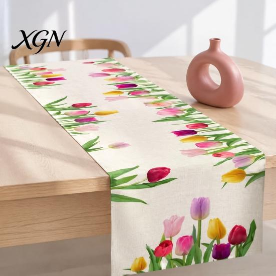 Floral Table Runner for Dining Room Runner, Spring Summer Flower Prints, 72 Inch Botanical Garden Print Farmhouse Cover Home Decor Soft