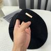 Pălărie cu beretă de păr de iepure pentru femei, toamnă, iarnă, coreeană, gri, pălării de pictor, retro, logo-ul de fier, șapci din fire de muguri