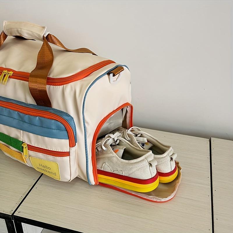 Colorful Retro Travel Bag Large Capacity Duffle With Shoulder Strap Sports Gym Carry-On Multi-Pocket Casual Weekend Luggage For Women