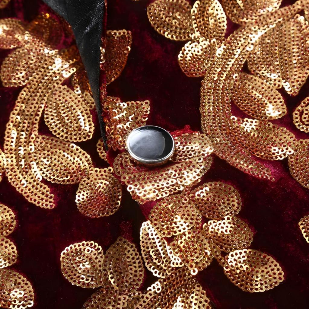 PYJTRL Herremote Gylden skinnende paljett blomstermønster dressjakke blazer