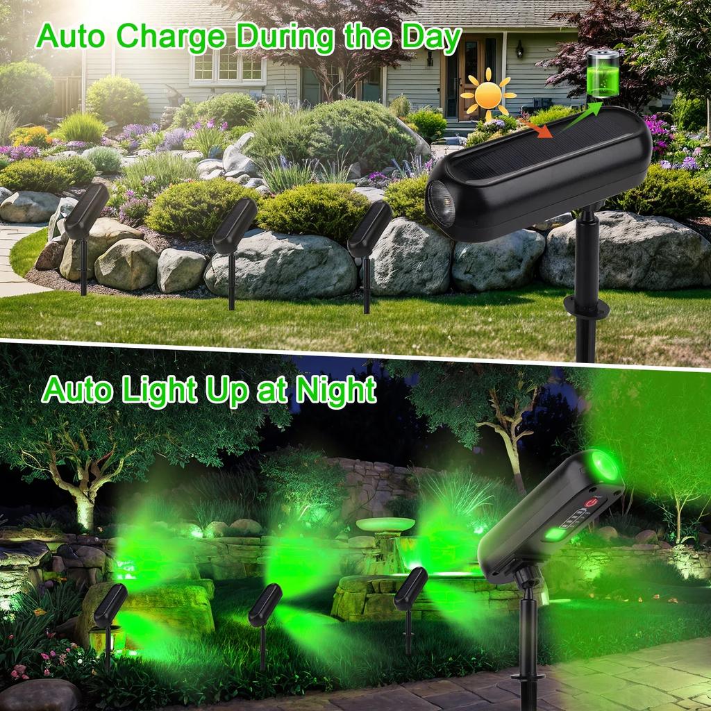 Outdoor Solar LED Wall Light IP65 Waterproof Adjustable Solar Energy Landscape Spotlights Green Warm Uplight for Trees Garden