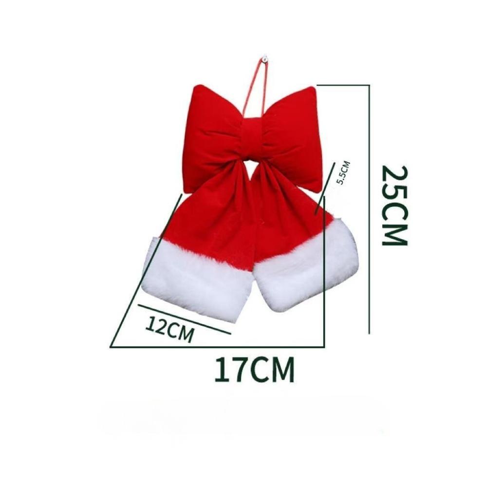 Dekoracje świąteczne, czerwona aksamitna kokarda, wisiorki dekoracyjne, dekoracje witryn sklepowych