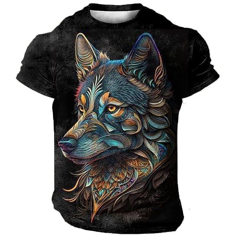 Animal Men'S T-Shirt 3d Tiger Print Fierce Beast Men Clothing Summer Casual Short Sleeved Street Cool Tops Tee Oversized T Shirt