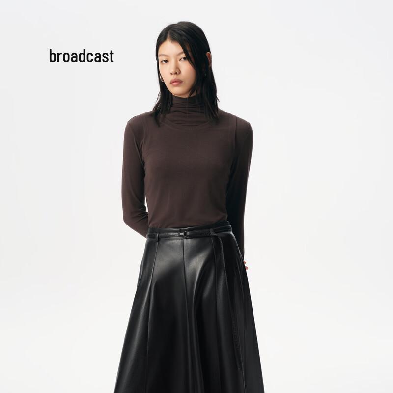 Broadcast Women's Mock Neck Two-Piece Look Long Sleeve Top