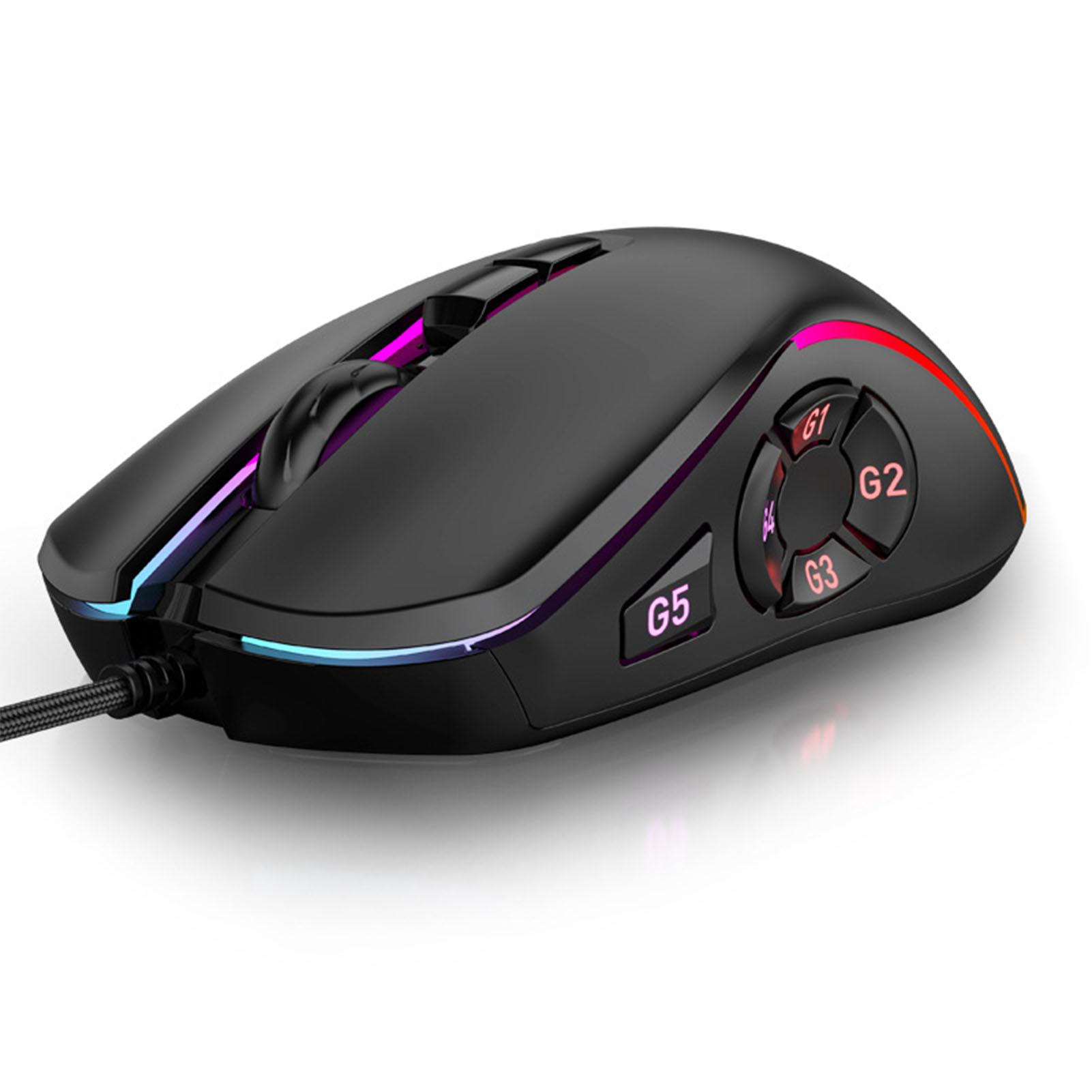 

RGB Игровая мышь с макросами, 6 уровней регулируемого DPI, 7200dpi оптическое разрешение, проводная компьютерная